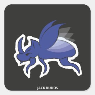Evil Rhino Beetle Dark Grey   Jack Kudos Square Sticker