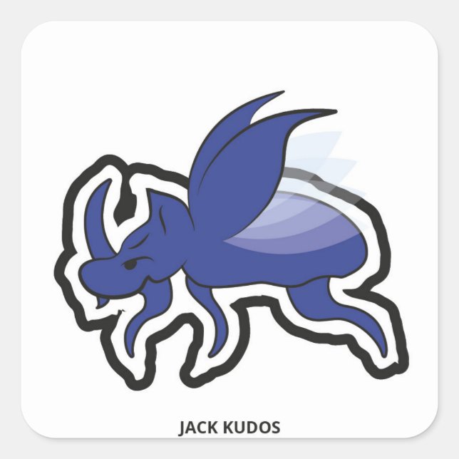 Evil Rhino Beetle White | Jack Kudos Square Sticker (Front)