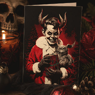 Evil Santa Devil Boy Spooky Horror Christmas Holiday Card