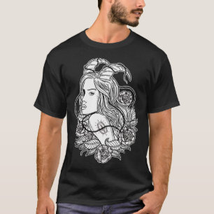 Evil Satanic Woman Horns Goth Gothic Witchcraft Wi T-Shirt