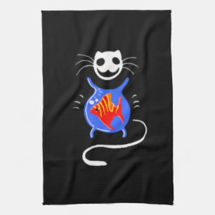 Evil Scary Cat Gothic Tea Towel