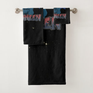Evil Skeleton In Scary Dark Night Halloween Bath Towel Set