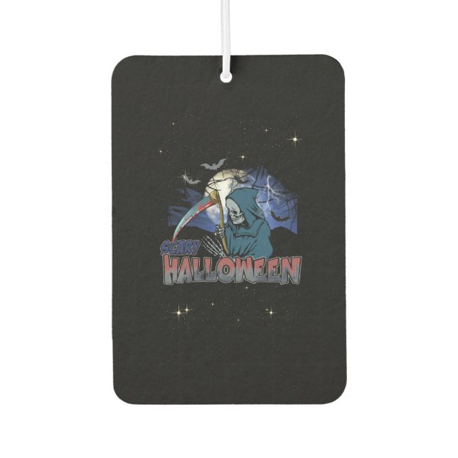 Evil Skeleton In Scary Dark Night Halloween Car Air Freshener (Front)