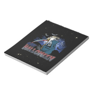 Evil Skeleton In Scary Dark Night Halloween Notepad