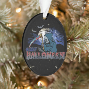 Evil Skeleton In Scary Dark Night Halloween Ornament