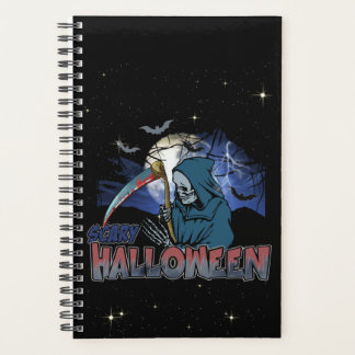 Evil Skeleton In Scary Dark Night Halloween Planner