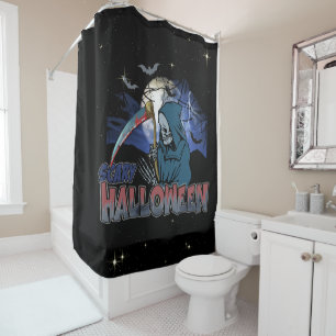 Evil Skeleton In Scary Dark Night Halloween Shower Curtain
