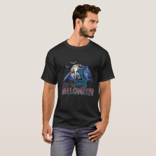 Evil Skeleton In Scary Dark Night Halloween T-Shirt