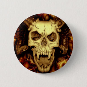 Evil skull 6 cm round badge