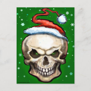 Evil Skull Christmas Holiday Postcard