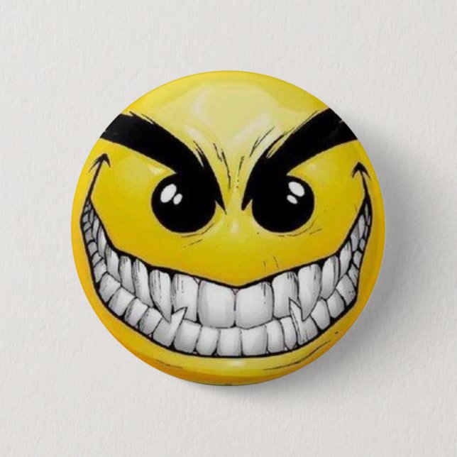 evil-smiley-face 6 cm round badge (Front)