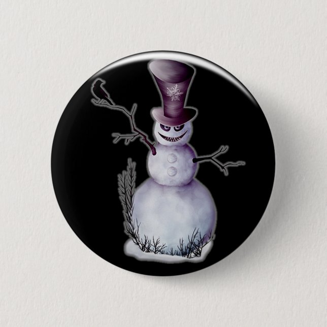 evil snowman 6 cm round badge (Front)