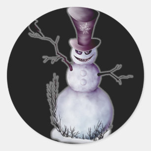 evil snowman classic round sticker