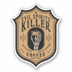 Evil Spirits Killer Coffee Label Sticker
