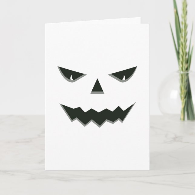 Evil Spooky Pumpkin Face Jack O' Lantern Halloween Card (Front)