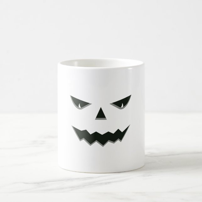 Evil Spooky Pumpkin Face Jack O' Lantern Halloween Coffee Mug (Center)