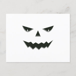 Evil Spooky Pumpkin Face Jack O' Lantern Halloween Postcard