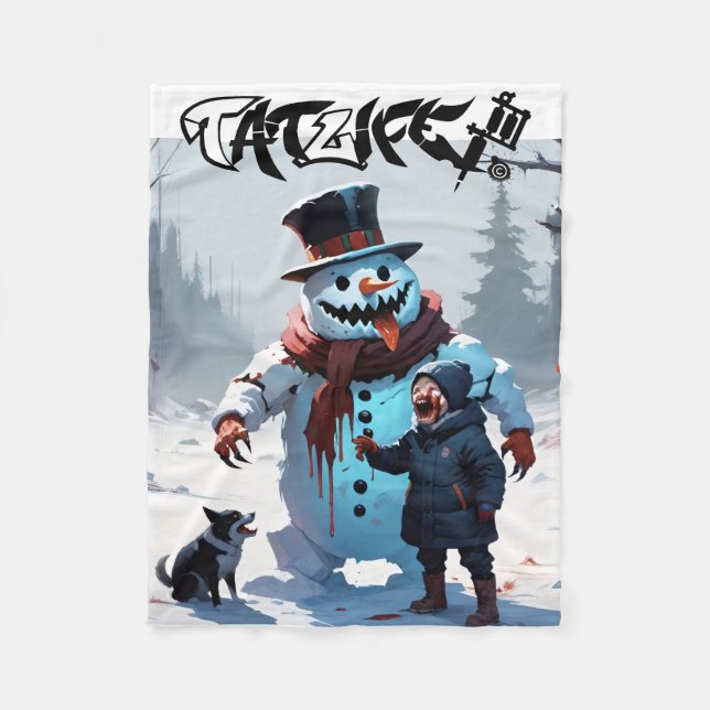 Evil Winter Snowman & Friends Fleece Blanket (Front)