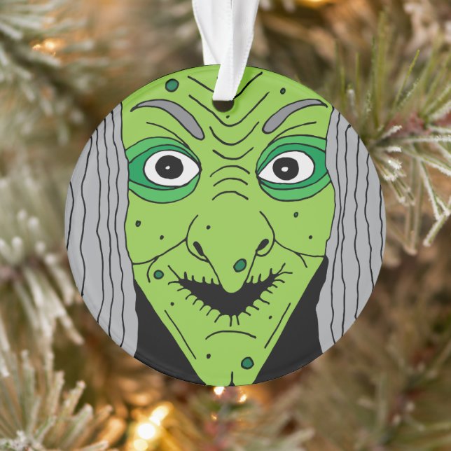 Evil Witch Face Happy Halloween Creepy Ornament (Tree)