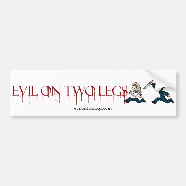evilontwolegs.com logo bumper sticker (Front)