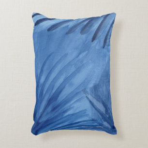 Evocative Abstract Blue Rays Watercolor Painting Decorative Cushion