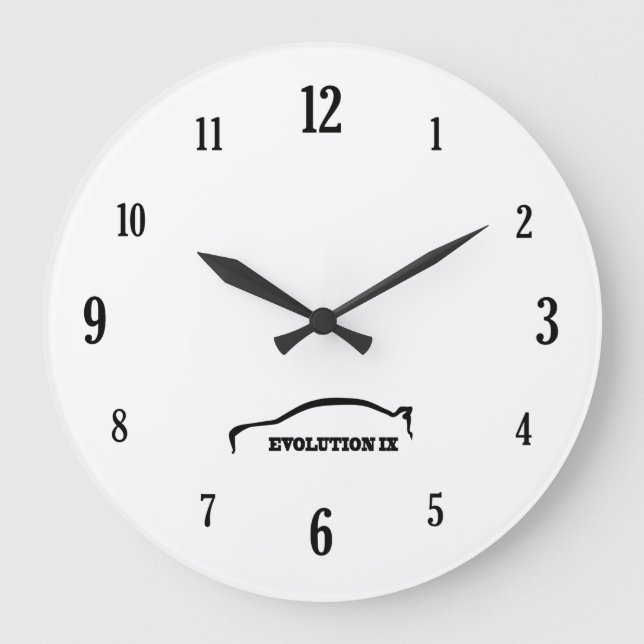 Evolution 9 Black Brushstroke Logo Large Clock (Front)