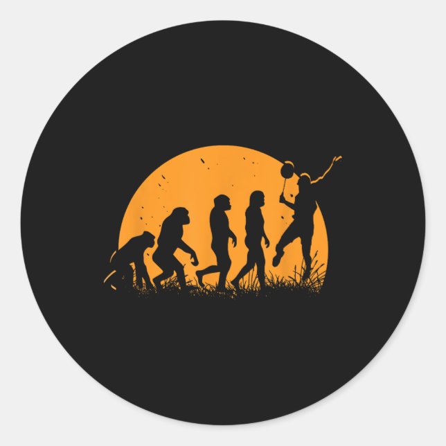 Evolution Badminton Player _ Racket Shuttle  Classic Round Sticker (Front)