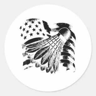 Evolution Badminton Player Shuttle Racket  Classic Round Sticker