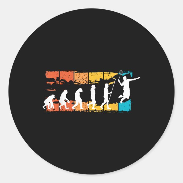 Evolution Badminton _ Shuttle _ Badminton Player G Classic Round Sticker (Front)