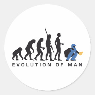 evolution baseball catcher classic round sticker