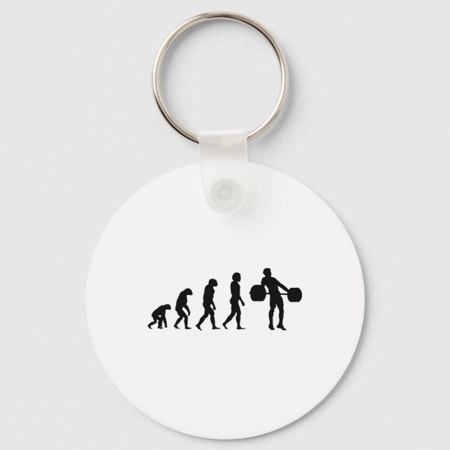 Evolution Bodybuilder Weightlifting Weight Weightl Key Ring (Front)