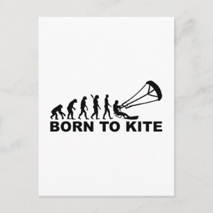 Evolution born to kite postcard