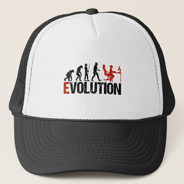 Evolution Computer Nerd Geek Humor Funny Trucker Hat (Front)
