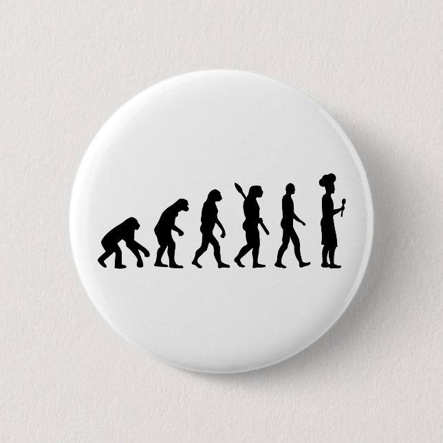 Evolution cook chef 6 cm round badge (Front)