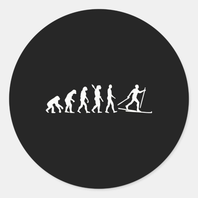 Evolution Cross-country Skiing  Classic Round Sticker (Front)