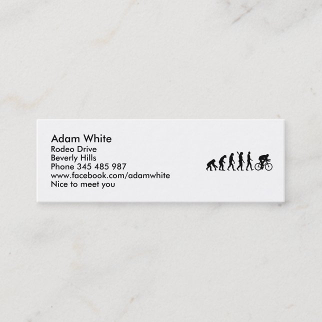 Evolution cycling bicycle mini business card (Front)