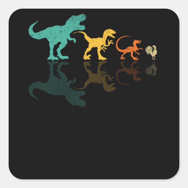 Evolution Dinosaur T Rex Velociraptor Chicken Square Sticker (Front)