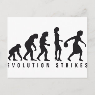 evolution female bowling postcard