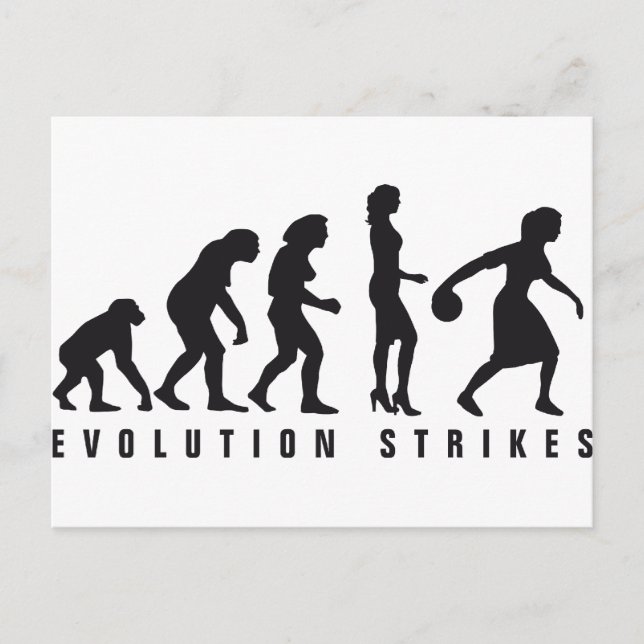 evolution female bowling postcard (Front)
