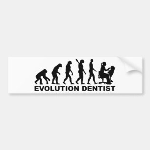 Evolution female dentist bumper sticker