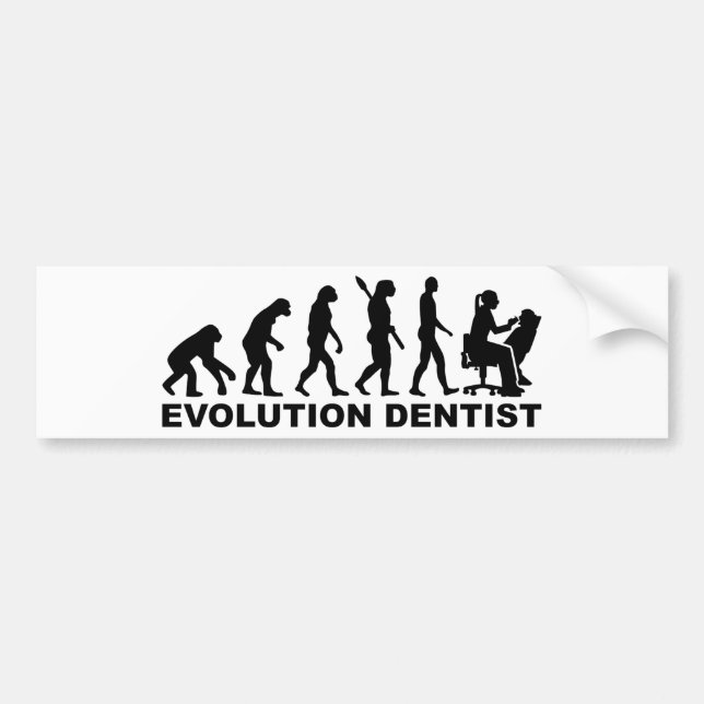 Evolution female dentist bumper sticker (Front)