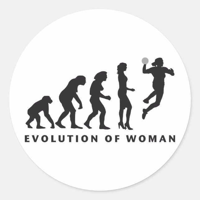 evolution female handball classic round sticker (Front)