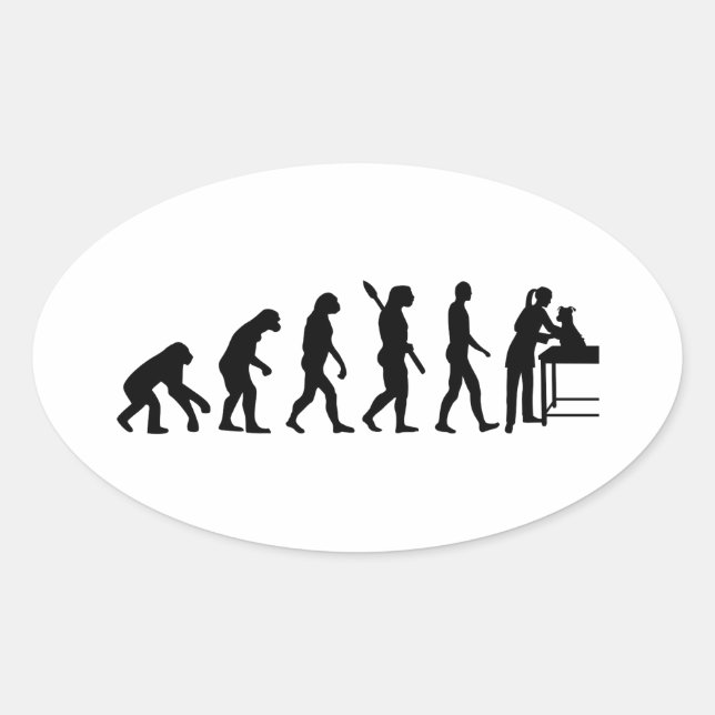 Evolution female veterinarian oval sticker (Front)