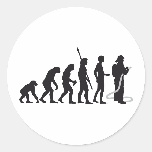 evolution firefighter classic round sticker (Front)