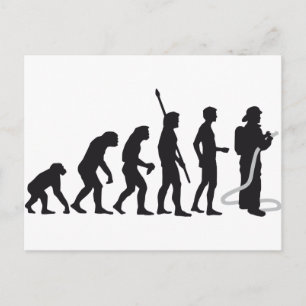 evolution firefighter postcard