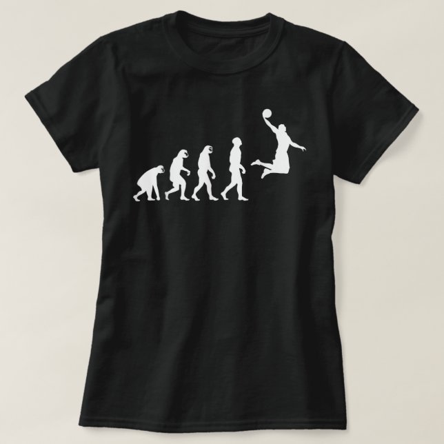 Evolution from Monkey Ape to Human Basketball Play T-Shirt (Design Front)