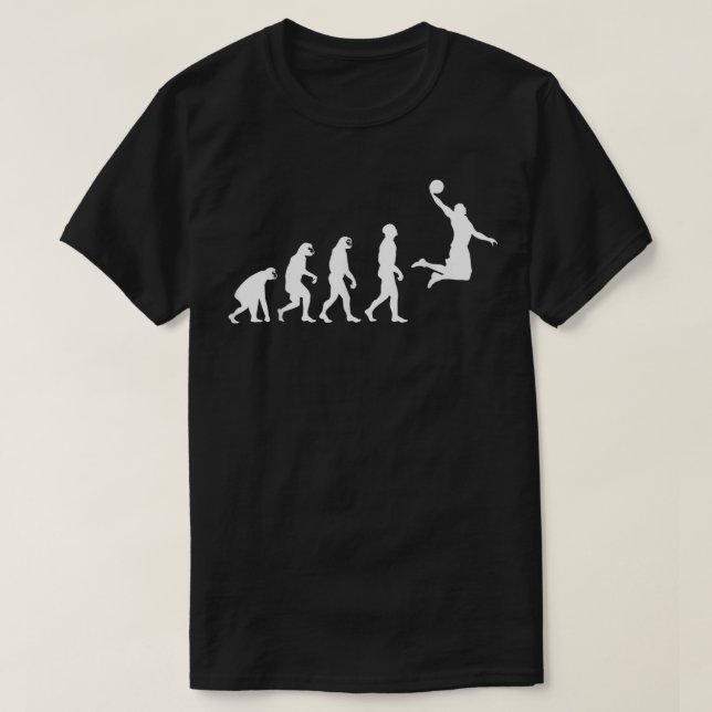 Evolution from Monkey Ape to Human Basketball Play T-Shirt (Design Front)