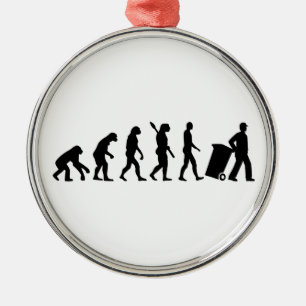 Evolution garbage man metal tree decoration