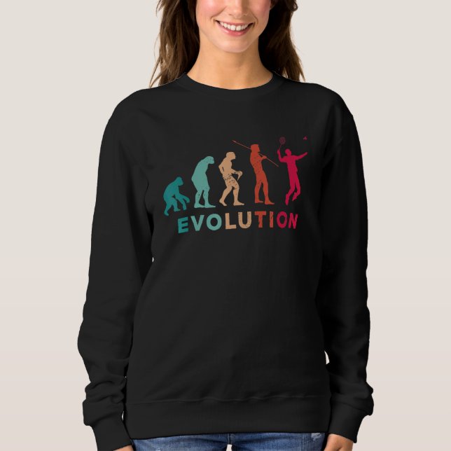 Evolution Graphic Badminton Player Shuttlecock Spo Sweatshirt (Front)