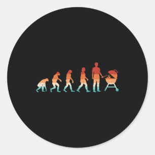 Evolution Grilling Funny Bbq Retro Grill Barbecue Classic Round Sticker